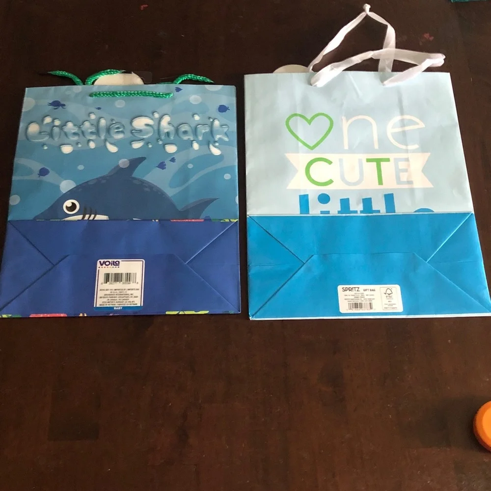 🛍️ Cute Blue Little Man & Little Shark Gift Bags